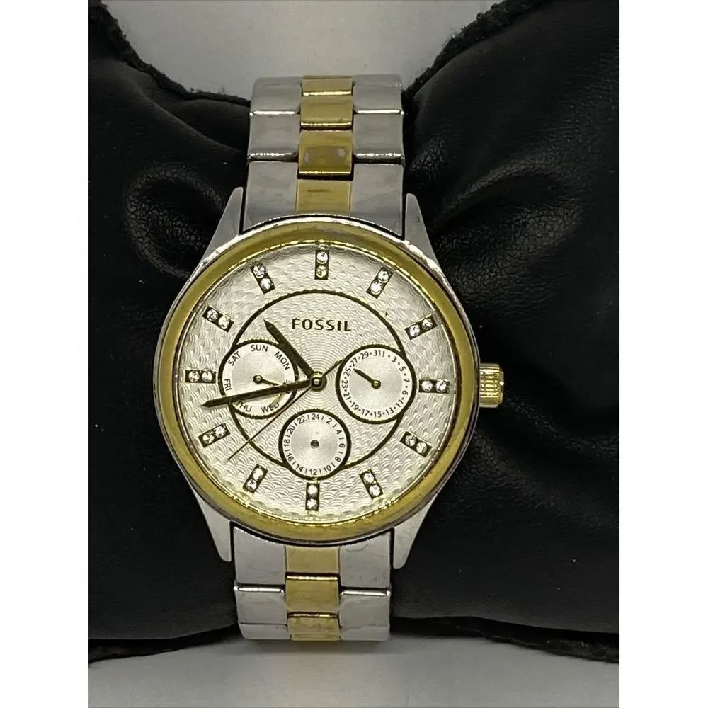 Fossil BQ1564 Unisex Two Tone Stainless Steel Analog Silver Dial Watch XX523